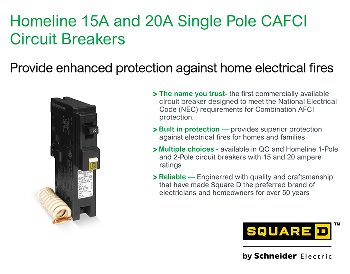 Square D Homeline 20 Amp SinglePole Combination Arc Fault Circuit